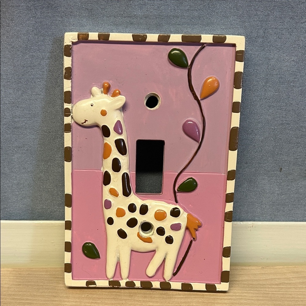 Decorative Pink Giraffe Light Switch Cover - Cute Nursery Wall Accent